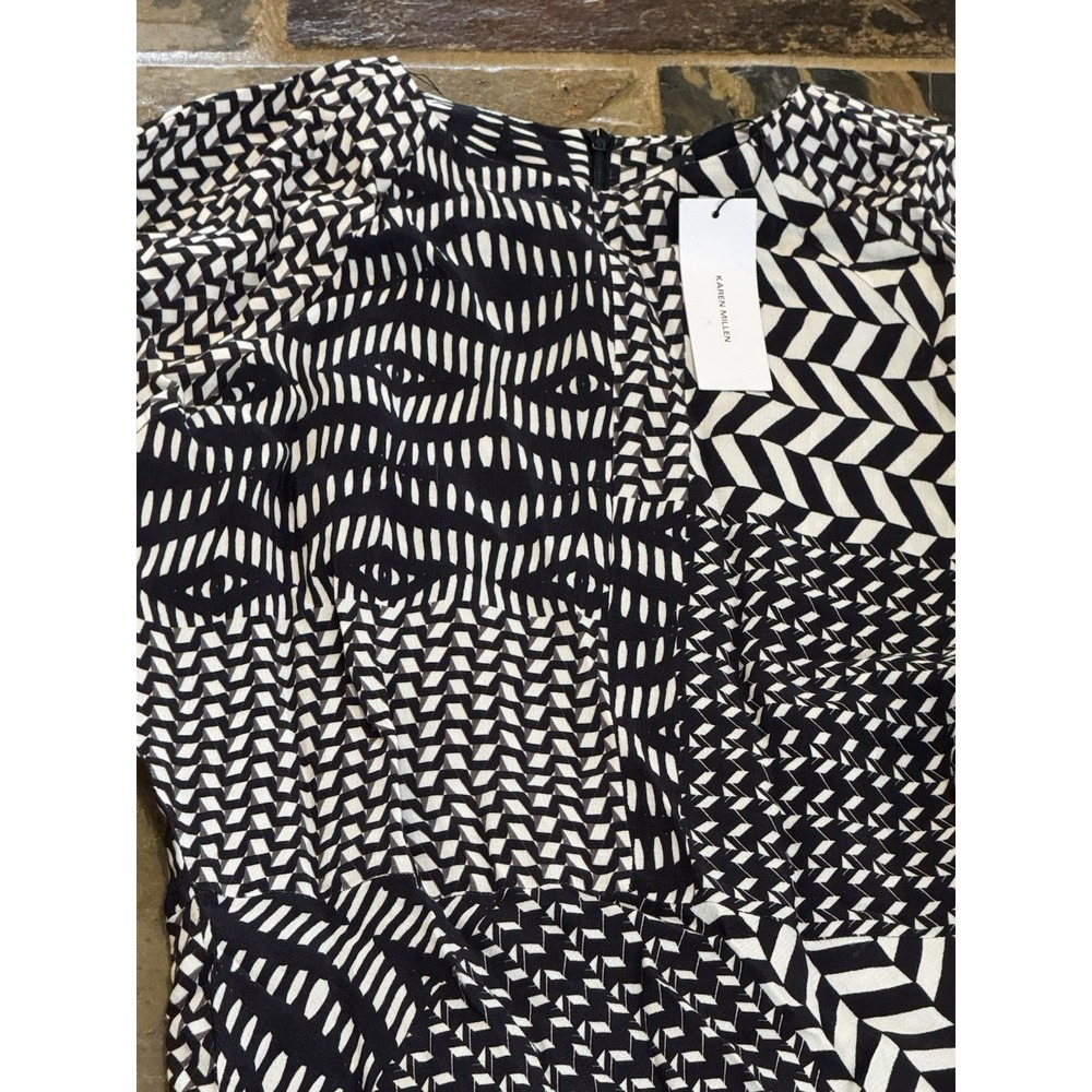 Karen Millen Geo Print Abstract Op Art Midi Dress Morocain NWT $350.00 UK 8 US 4 - Picture 8 of 11